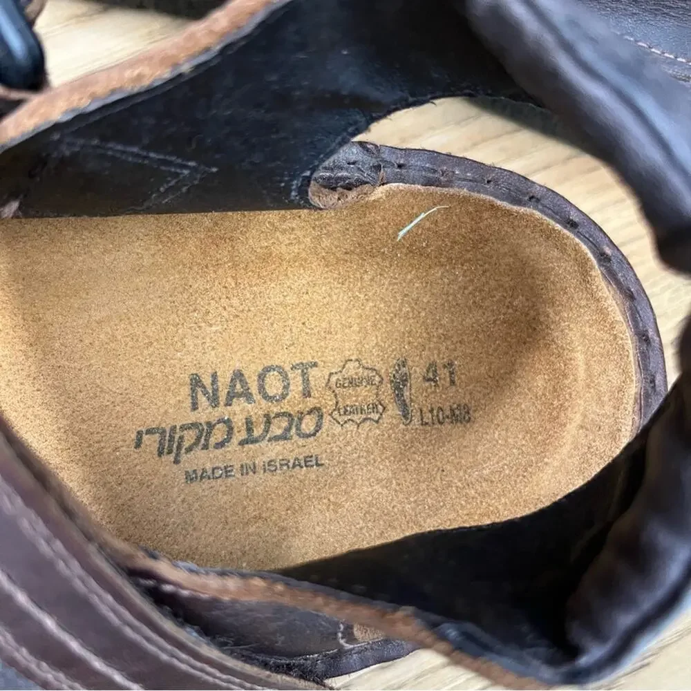 NAOT Leather Strappy Comfort Sandals Support Shoes Brown Men’s 8 Women’s 10